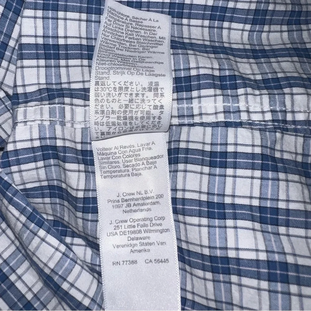 NWT J.Crew Men’s Medium Blue Gray Plaid Long Sleeve Button-Down Shirt
